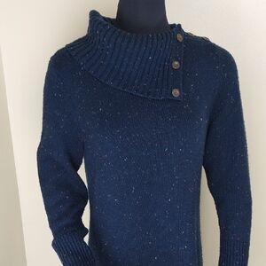 Talbots Donegal Cowlneck Sweater Dress Navy M